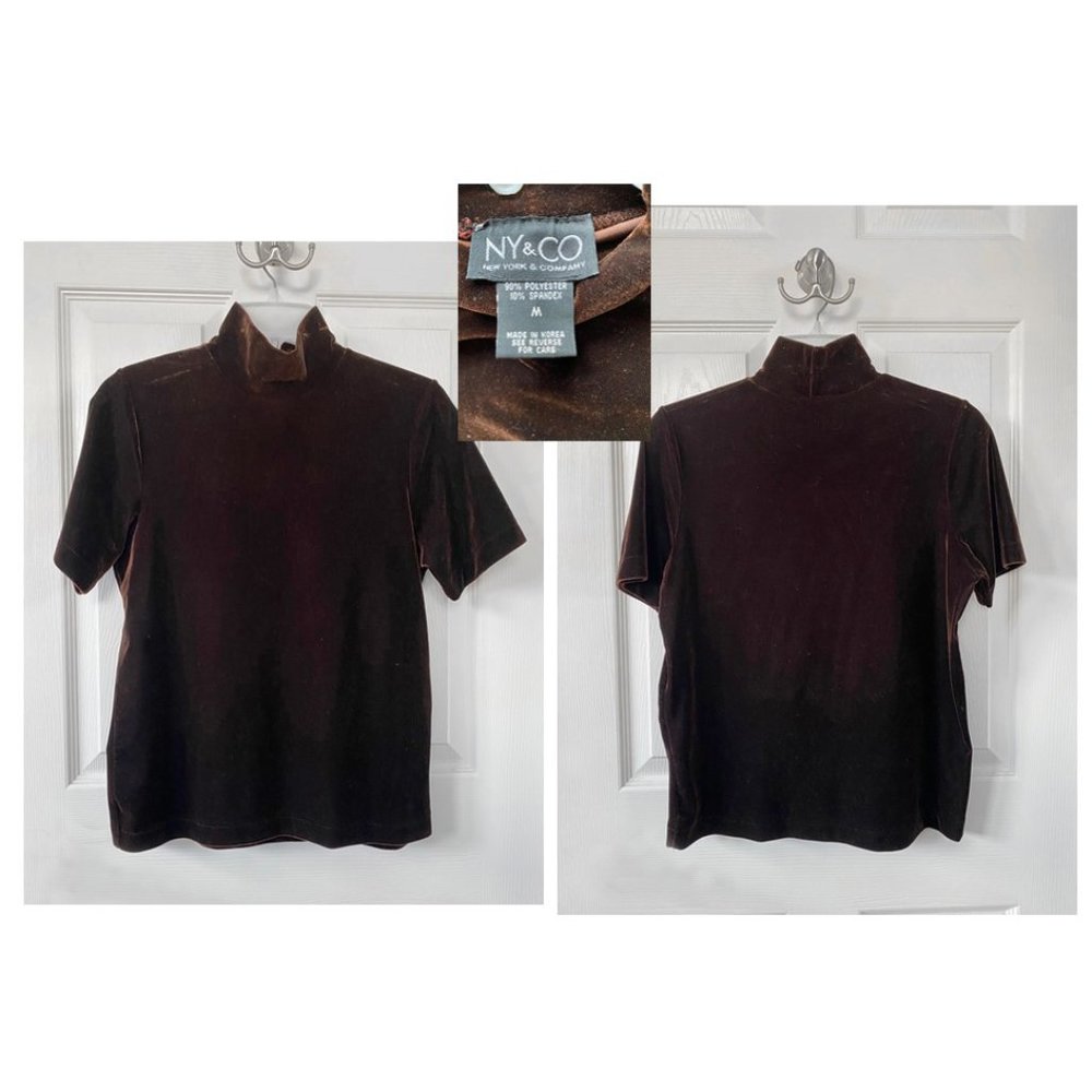 “New York & Company” Size Medium, chocolate brown velvety pullover top